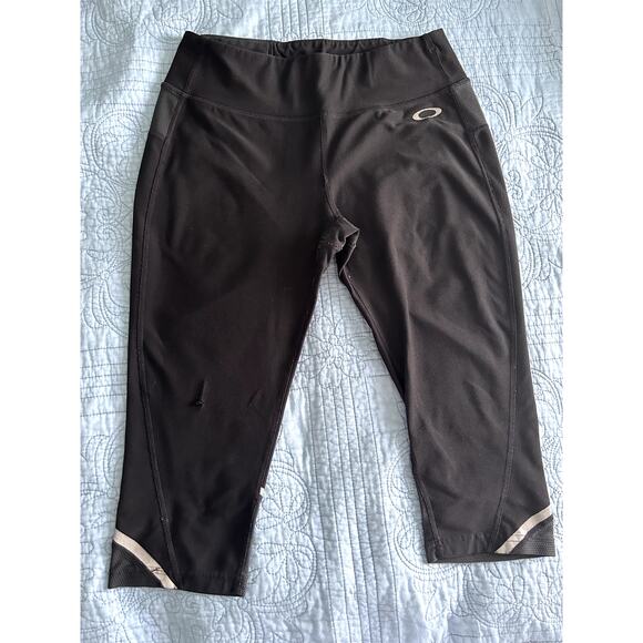 Womens Oakley Leggings Size Large Black Pre Owned Small Snag - Picture 1 of 7